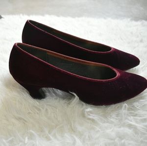 Red velvet kitten heels